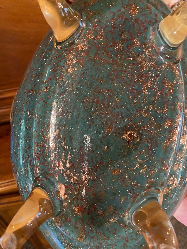 Grande Coupe En Pâte De Verre Aventuriné Et Or émaillé Vers 1900