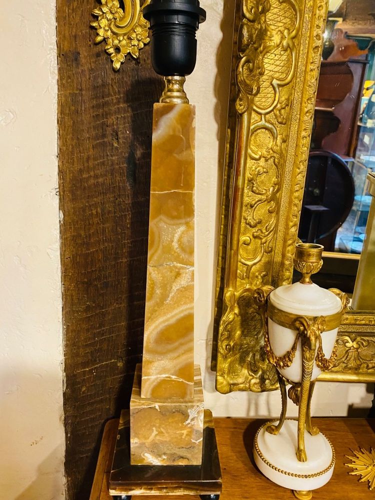 Pair of Egyptian Onyx Obelisks, Circa 1970, Mounted as Lamps