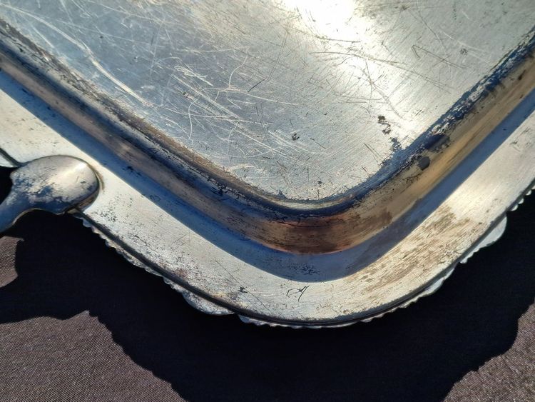 Pair of large silver-plated serving trays