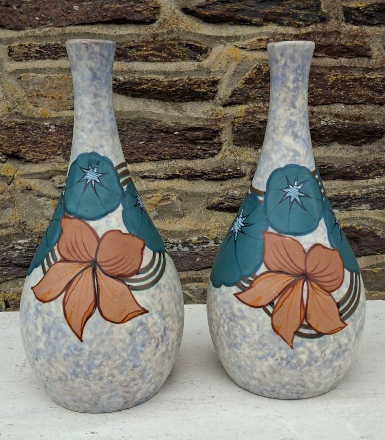Coppia di vasi art déco di Louis Dage (1885-1963)
