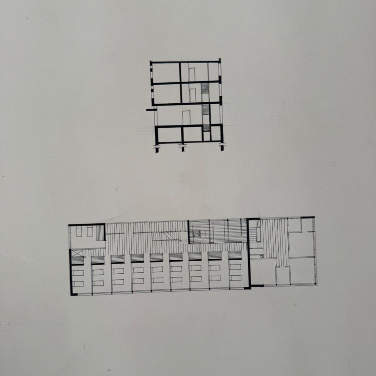Projet dessin d’architecture 1960 par René Vachez façade d’immeuble