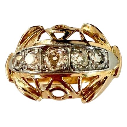 Ring aus Gold , Platin und Diamant um 1950