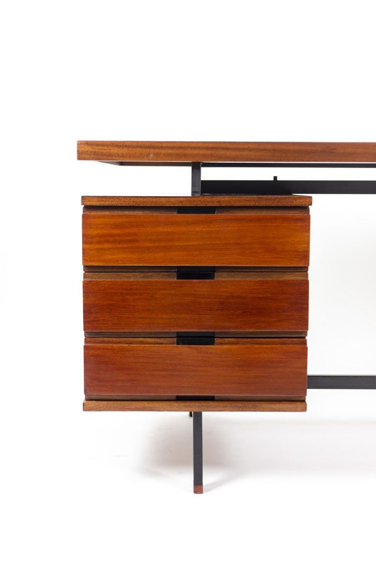 Pierre Guariche, Bureau en acajou et métal laqué, années 1960 LS61131725R