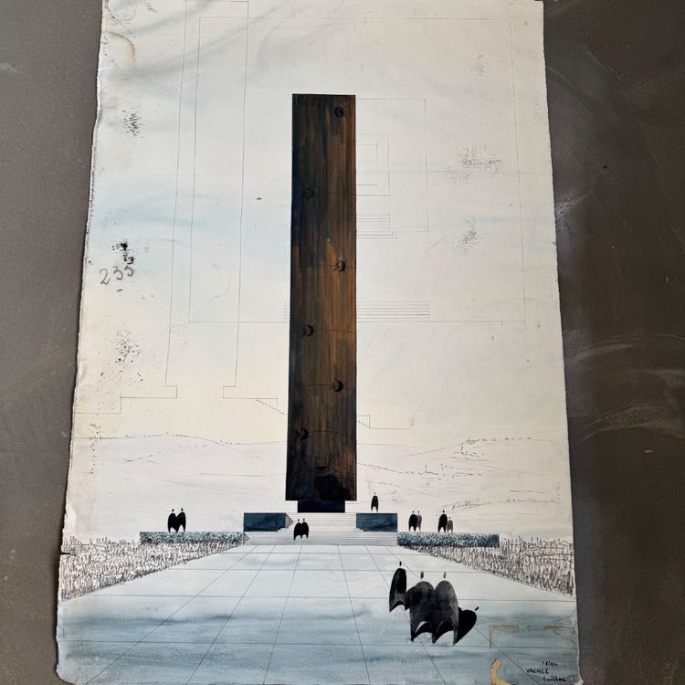 Architectural drawing project from 1960 by René Vachez depicting a tower