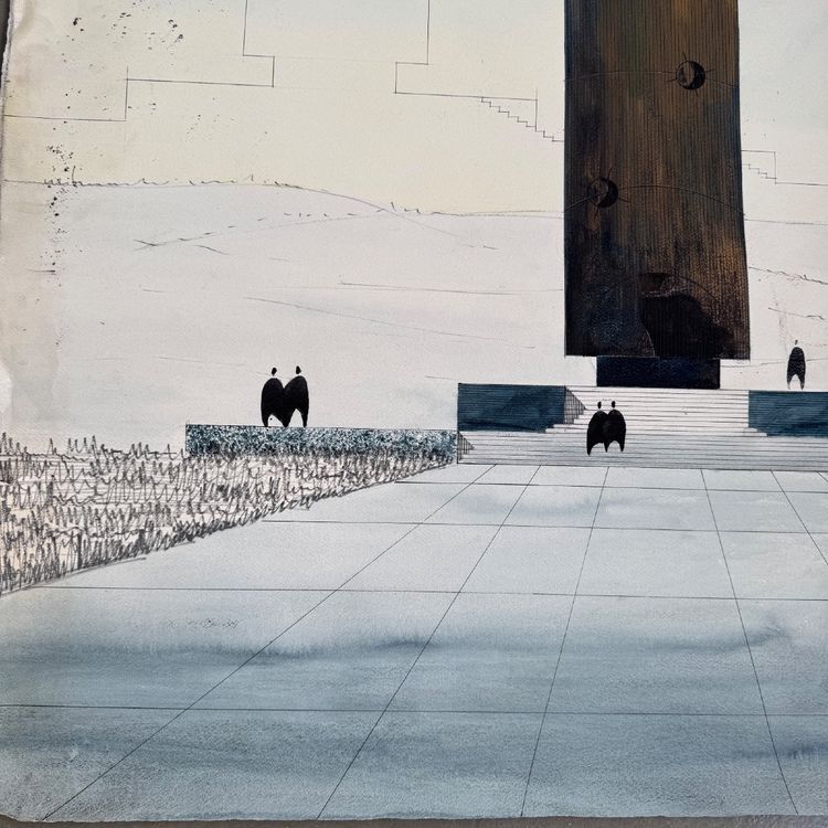Architectural drawing project from 1960 by René Vachez depicting a tower