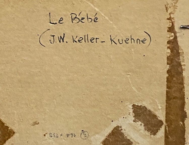 Dessin par Josef Woldemar Keller-Kühne éléphants XXe Le bébé