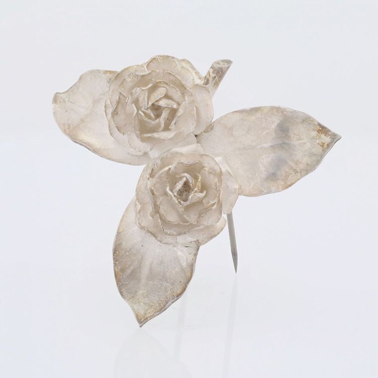Broche ancienne argent boutons de rose Georges Renée Lecomte