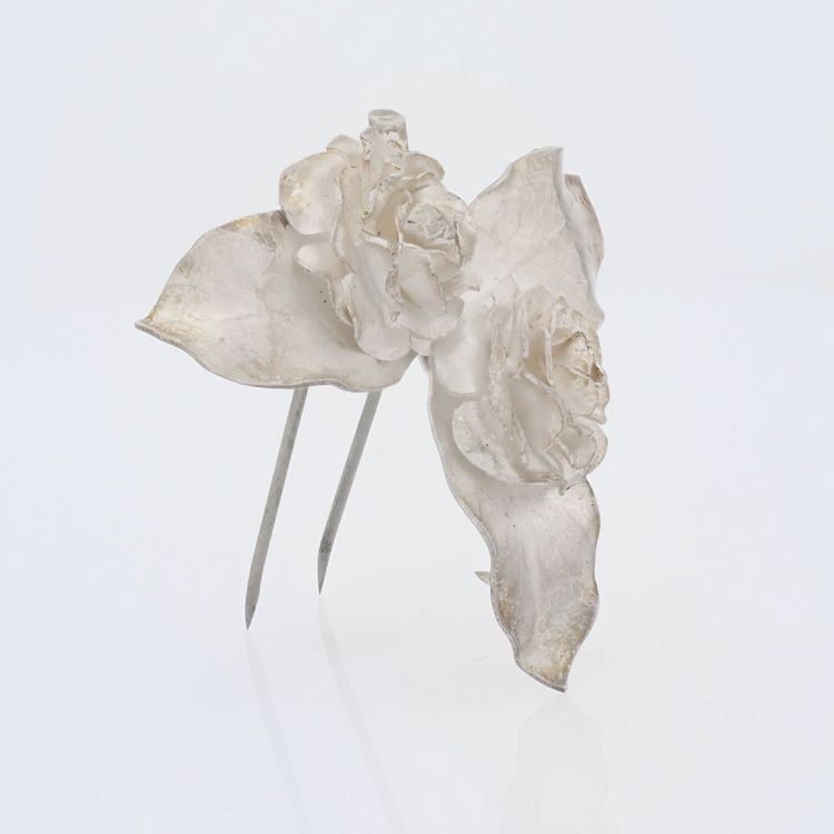 Broche ancienne argent boutons de rose Georges Renée Lecomte