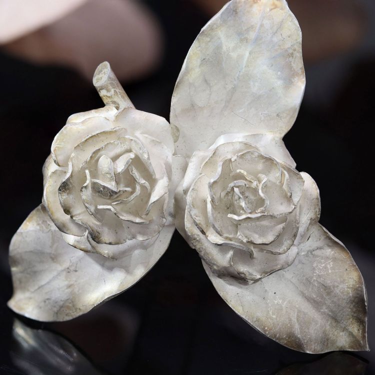 Broche ancienne argent boutons de rose Georges Renée Lecomte