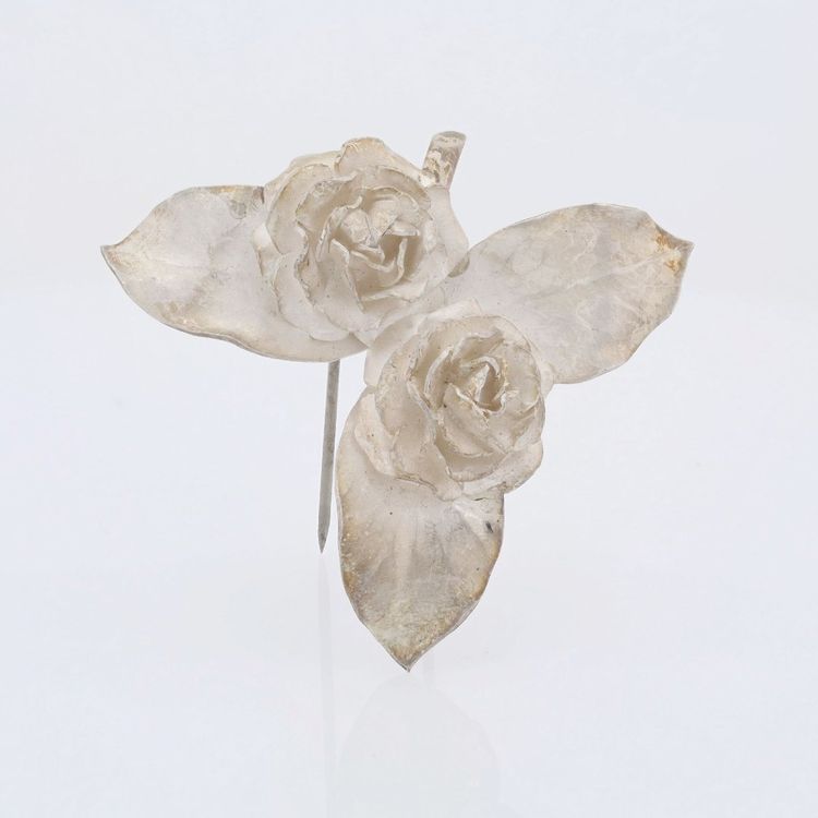 Broche ancienne argent boutons de rose Georges Renée Lecomte