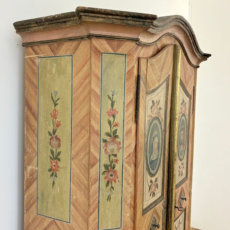 Petite armoire Alsacienne polychrome fin XVIIIe