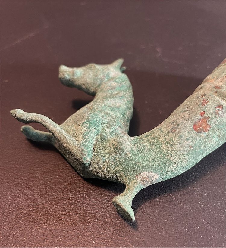 Bactrian civilization, 400 B.C., bronze rhyton decorated with a horse bust.