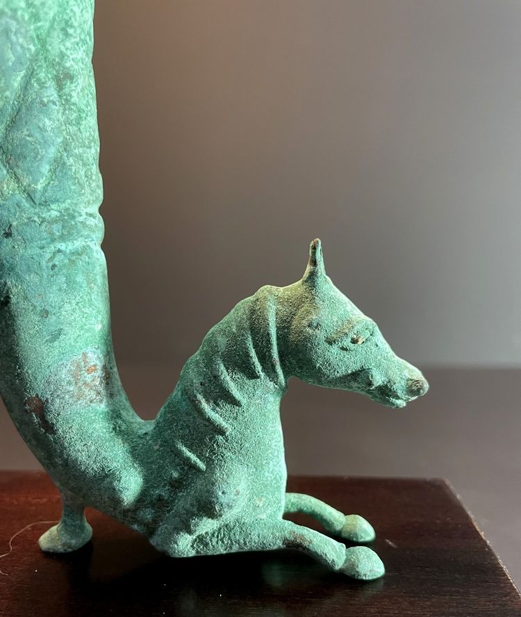 Bactrian civilization, 400 B.C., bronze rhyton decorated with a horse bust.