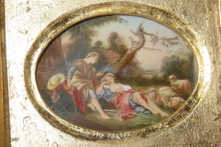 Scena romantica, miniatura del XIX secolo.