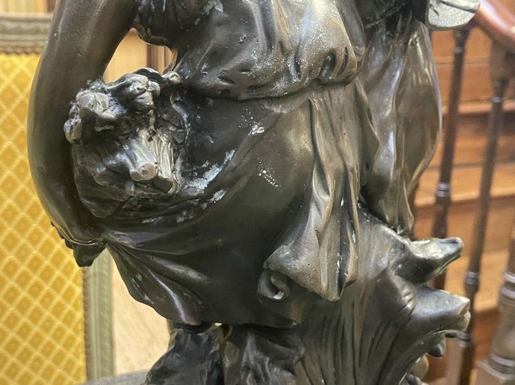 Bronze by Moreau, 1950s, depicting two children