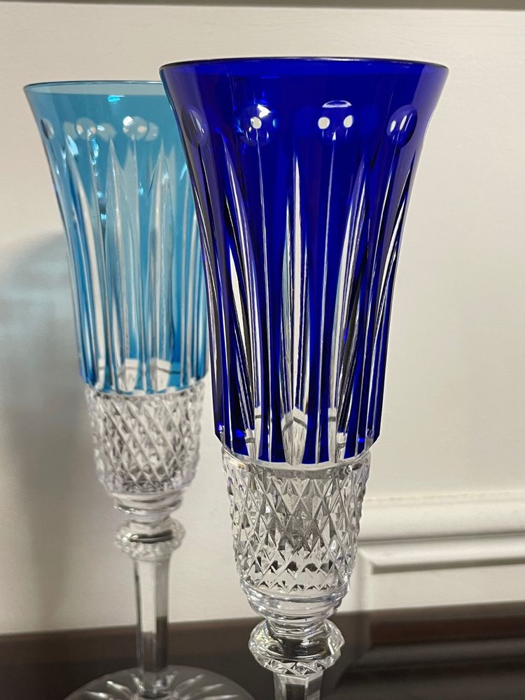 6 SAINT LOUIS CRYSTAL CHAMPAGNE FLUTES MODEL TOMMY H: 20.5