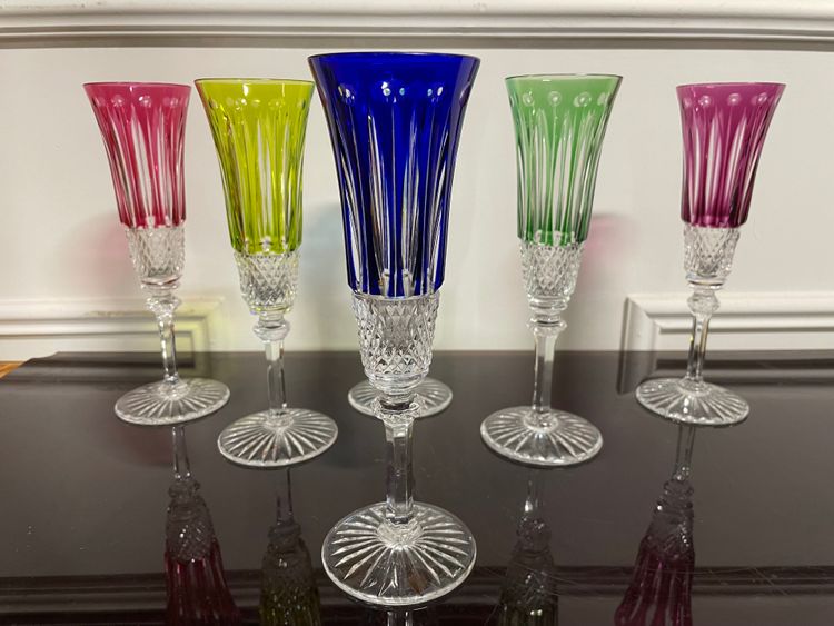 6 SAINT LOUIS CRYSTAL CHAMPAGNE FLUTES MODEL TOMMY H: 20.5