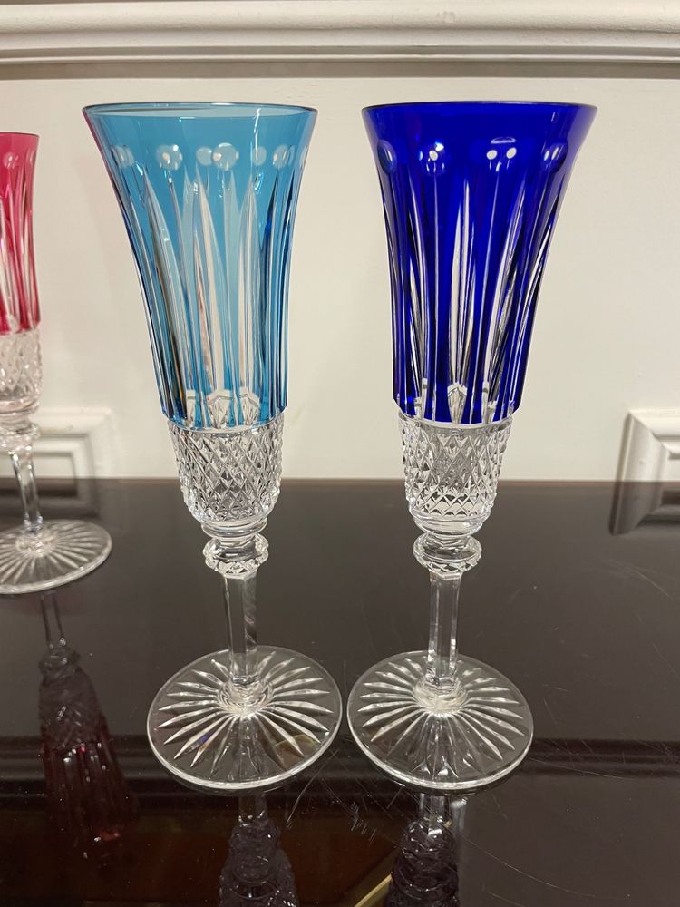 6 SAINT LOUIS CRYSTAL CHAMPAGNE FLUTES MODEL TOMMY H: 20.5