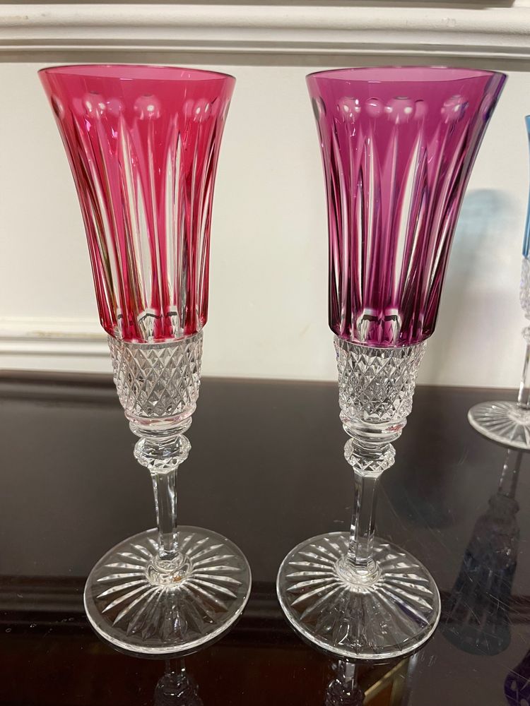 6 SAINT LOUIS CRYSTAL CHAMPAGNE FLUTES MODEL TOMMY H: 20.5