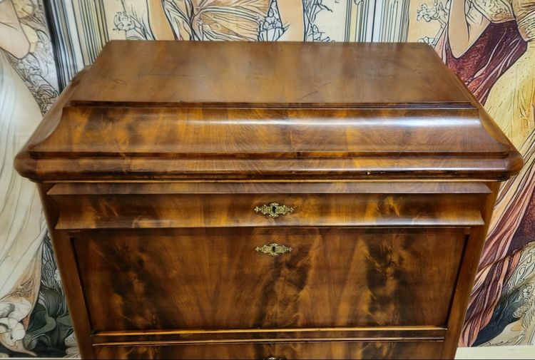 Sekretär / scriban Epoche Bieidermeier aus geflammtem Mahagoni - 19. Jahrhundert