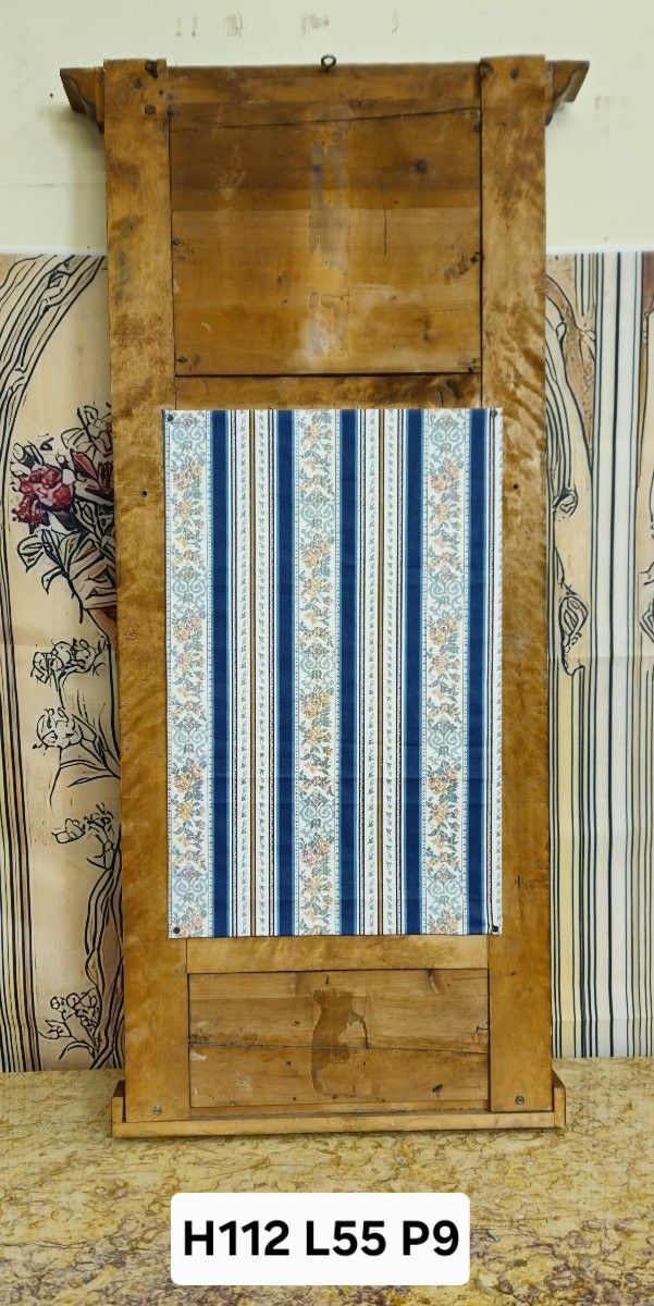 Specchio in legno dorato e annerito di epoca impero - Frontone a conchiglia - XIX secolo