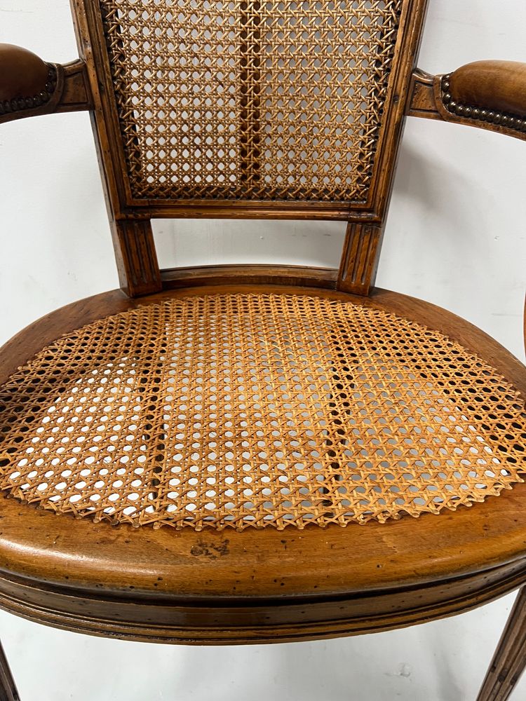 Louis XVI style office armchair in stained beech