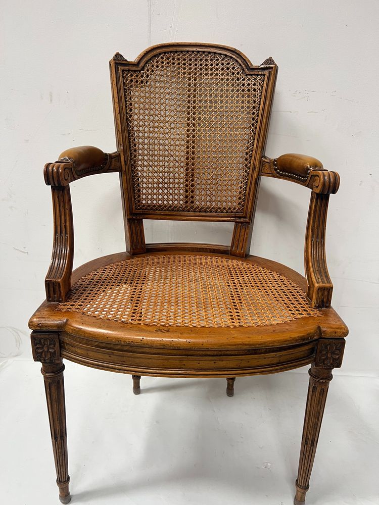 Louis XVI style office armchair in stained beech