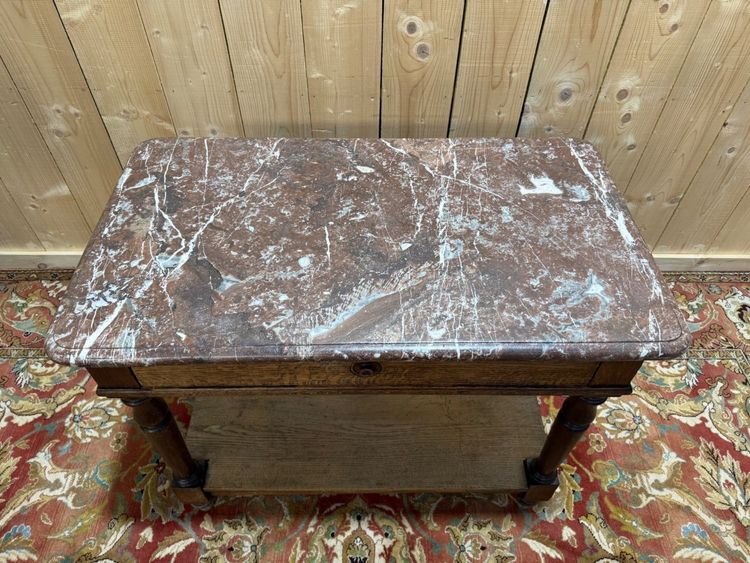 Livewell table - Napoleon III console in solid oak and marble