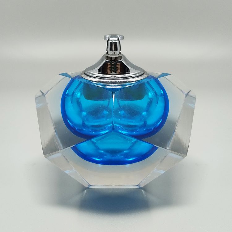 1960er Jahre Atemberaubendes blaues Tischfeuerzeug aus Murano-Sommerglas von Flavio Poli für Seguso