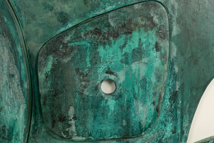 Bas-relief panel “Sortez du cadre!” in weathered wood. Contemporary LS67613002