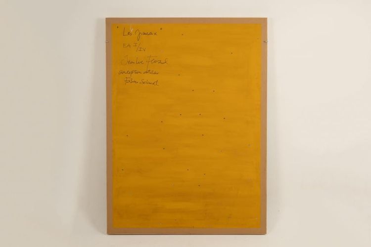Flachrelieftafel "Die Zwillinge" aus patiniertem Holz. Zeitgenössisch LS67863003