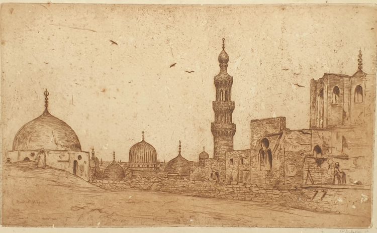 Gravure ancienne Bab al-WAZIR - Le CAIRE - Egypte  Signé Ph Zi....