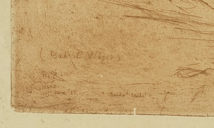 Gravure ancienne Bab al-WAZIR - Le CAIRE - Egypte  Signé Ph Zi....