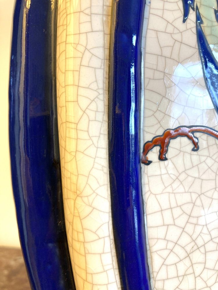 Paire de vases méplats en céramique, Kéralouve, La Louvière