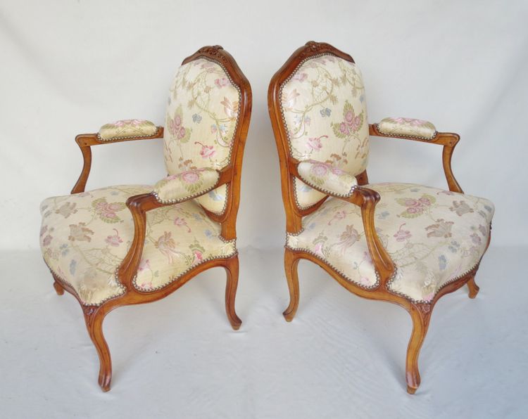 Pair of Louis XV style armchairs.