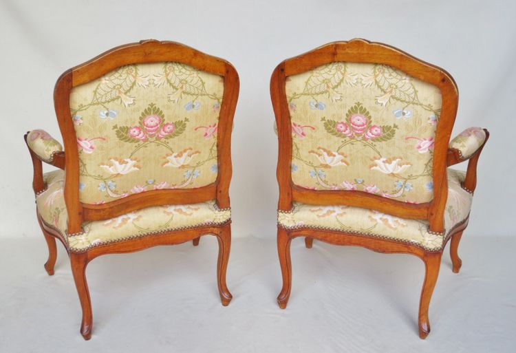 Pair of Louis XV style armchairs.