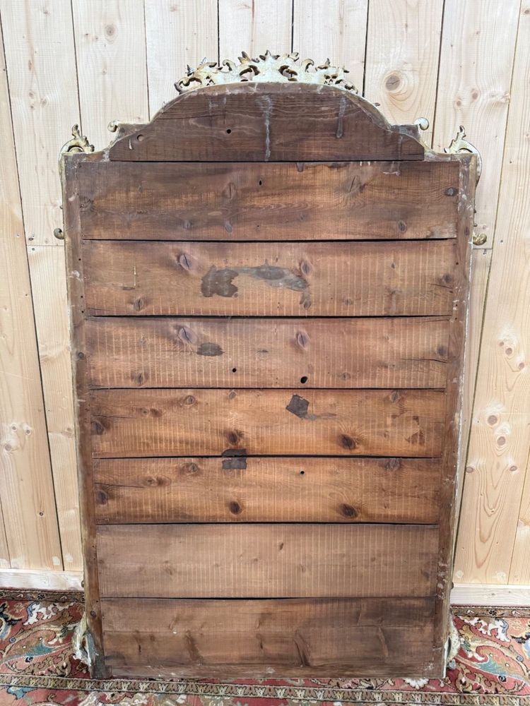 Specchiera Napoleone III in legno e stucco dorato