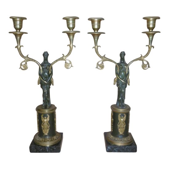 Pair Of Empire Candleholders