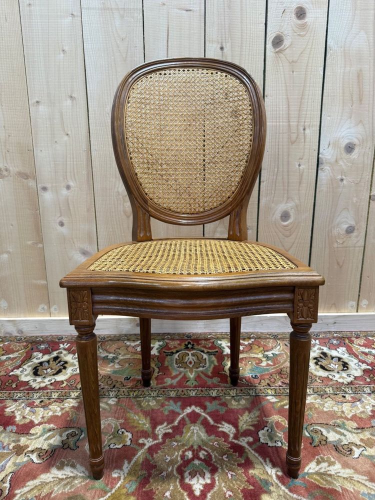 Suite of 6 Louis XVI medallion chairs in canework