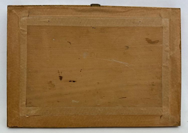 Kleines Ölgemälde auf Holz, „Der deutsche Bauernhof“