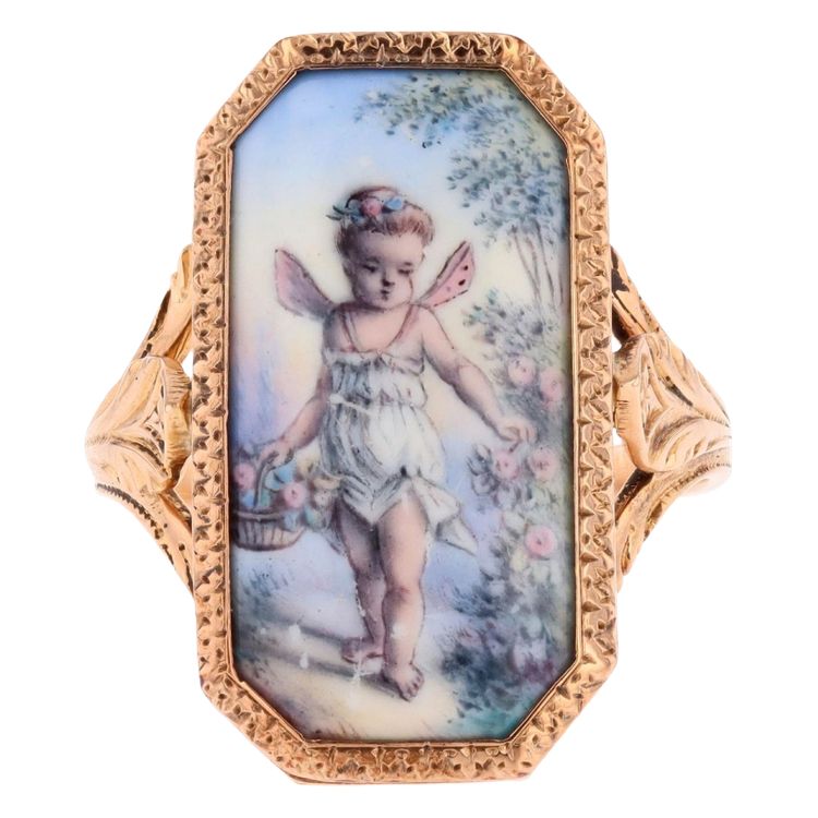 Bague ancienne miniature et or rose