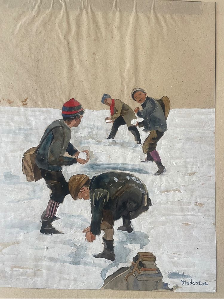 Kinder und Schneebälle