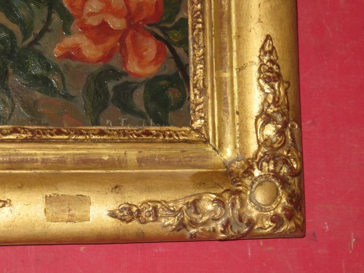 Bouquet De Roses, Peinture époque fin 19ème.