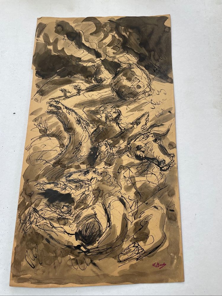 Encre Les chevaux de Léonard Bordes 