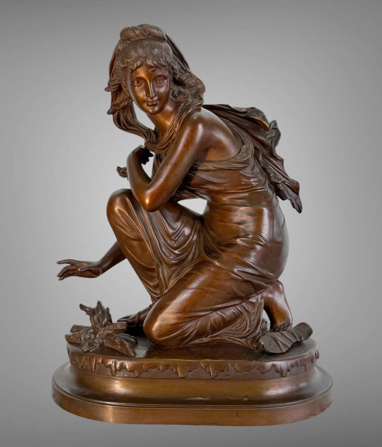 SCULPTURE EN BRONZE SIGNÉ DE ÉMILE LAURENT 1832 / 1898 REPRÉSENTANT UNE FEMME