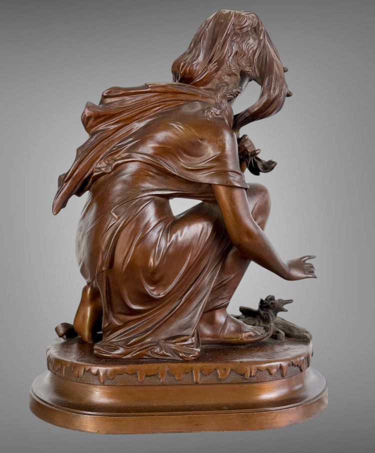 SCULPTURE EN BRONZE SIGNÉ DE ÉMILE LAURENT 1832 / 1898 REPRÉSENTANT UNE FEMME