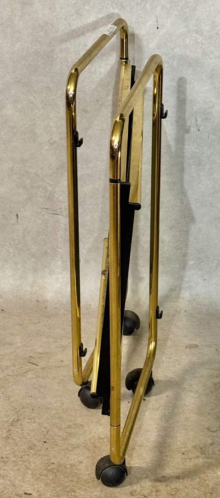 Servierwagen aus Kupfer und Glas