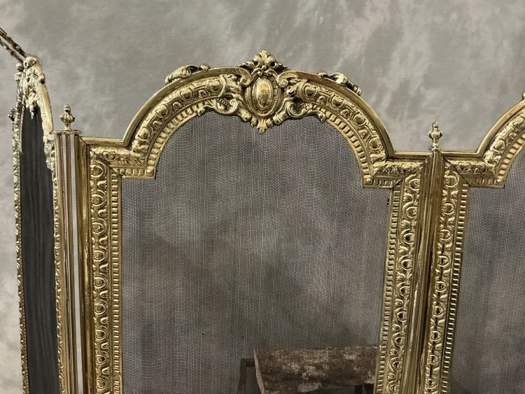 antique brass fireplace screen from the 19th century