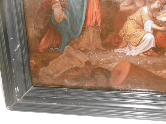 "Mosè salvato dalle acque" olio su tavola