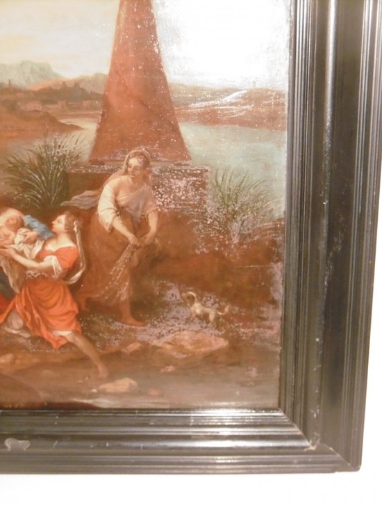 "Mosè salvato dalle acque" olio su tavola